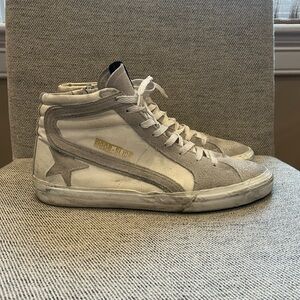 Golden Goose Slide in White Canvas Size 43